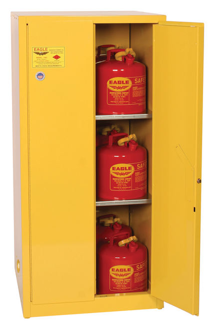 Eagle 1962X 60 Gallon 2-Shelf Yellow Fire Cabinet with 2 Manual Close Doors - S1145-10A