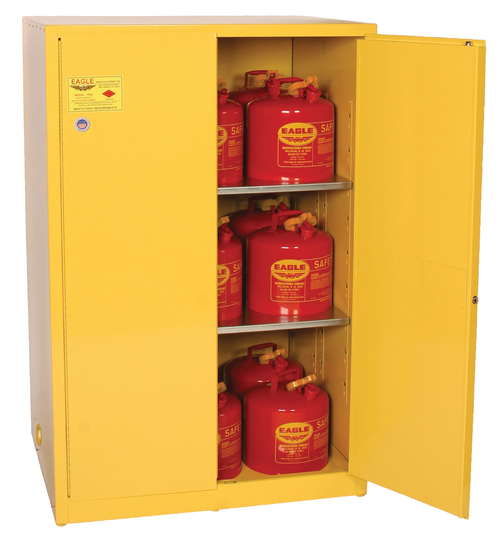 Eagle 1992X 90 Gallon 2-Shelf Yellow Fire Cabinet with 2 Manual Close Doors - S1145-20