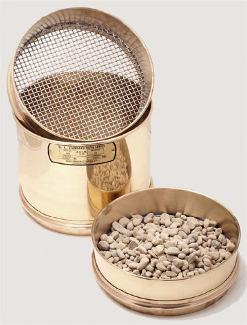 Dual US8-6FS ASTM Test Sieves, 8 in. x 2 in. Brass Frame with SS Mesh, U.S. Standard No. 6