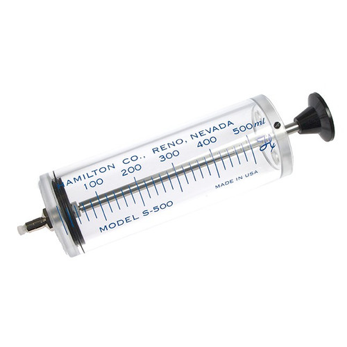 Hamilton 86311 Gastight S0500 TLL 500mL Super Syringe for Air and Gas Sampling