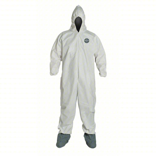 DuPont NG122SWHMD002500 ProShield 60 Zip Front Coveralls with Hood, Elastic Wrist/Ankle and Boot Covers, Medium - CR2250-10