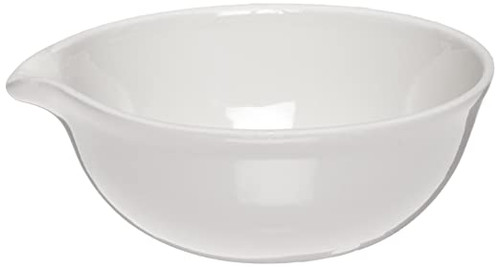 CoorsTek 66205 Standard Form 525mL Porcelain Evaporating Dish with Pour Spout