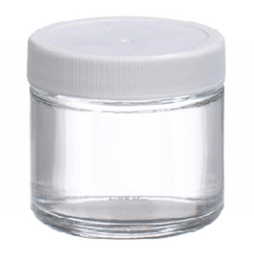Wheaton W216912 32oz Clear Glass Straight-Sided Wide Mouth Jars with White PP Caps & PTFE/Foam Liner