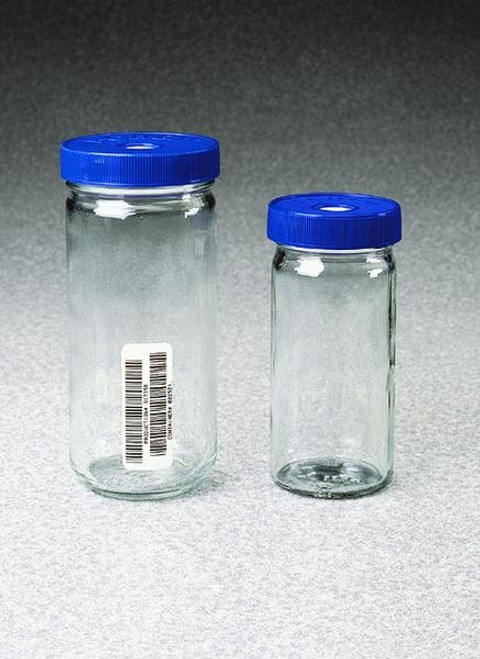 Thermo Scientific I-Chem® S321-0250 Certified Wide-Mouth Tall-Form Clear Glass 250mL VOC Septa Jars with Open-Top Closure