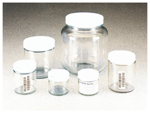 Thermo Scientific I-Chem® 220-0060 Processed Clear Glass 60mL Wide Mouth Short-Form Sample Jars with Caps