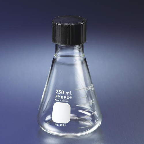 Corning 4985-500 PYREX® 500mL Graduated Narrow Mouth Erlenmeyer Flasks with Phenolic Screw Caps