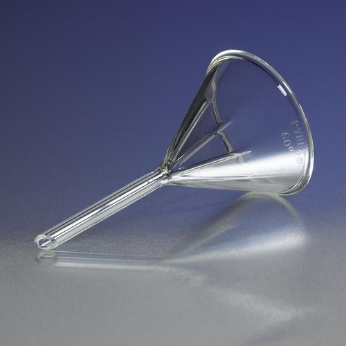 Corning 6180-75 PYREX® 75mm Diameter Fluted 60° Angle Funnels with Short Stem