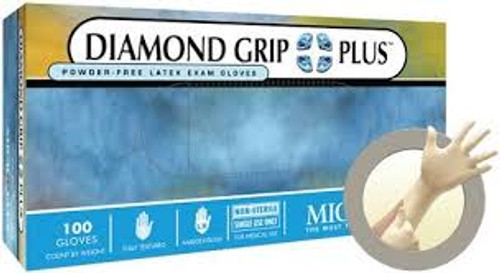 Microflex DGP-350-S Diamond Grip Plus Powder-Free Latex Exam Gloves-Small