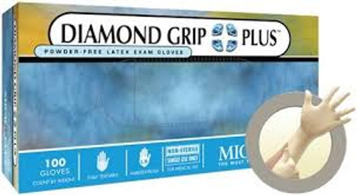 Microflex DGP-350-M Diamond Grip Plus Powder-Free Latex Exam Gloves-Medium