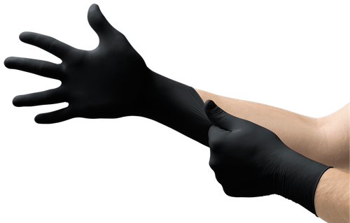 Microflex BD-1003-PF Black Dragon 6.7 mil Powder-Free Black Latex Exam Gloves Large - G2741B-4
