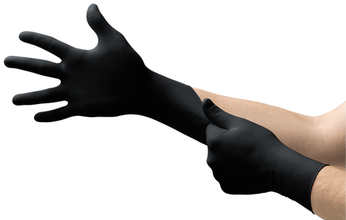 Microflex MK-296-XS MidKnight Black Powder-Free Nitrile Exam Gloves X-Small - G3190B-1