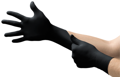 Microflex MK-296-XL MidKnight Black Powder-Free Nitrile Exam Gloves X-Large - G3190B-5