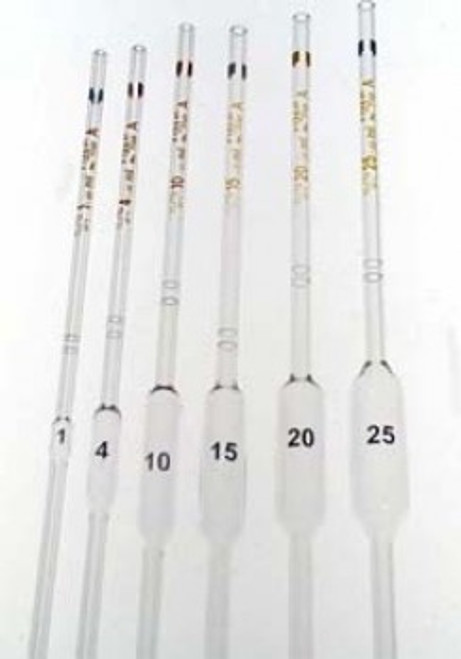 Corning 7103-25 PYREX® 25mL TC/TD Color-Coded Class A Reusable Glass Volumetric Pipets
