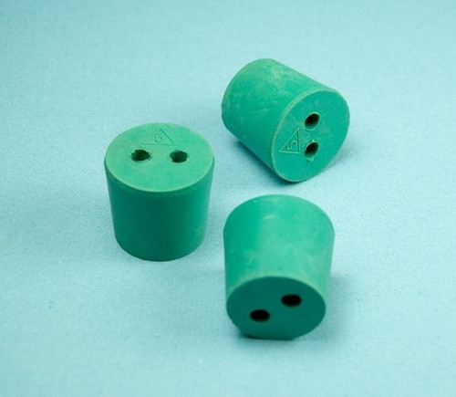 Plasticoid P13-M352 Two Hole Green Neoprene Stoppers, Size 13
