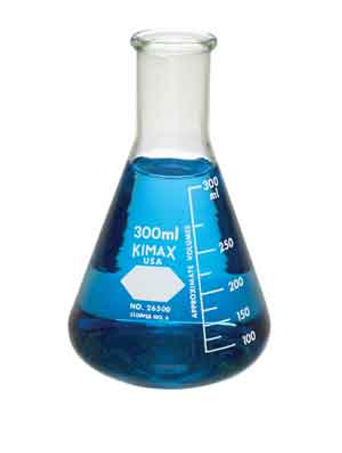 Kimble 26500-125 KIMAX 125mL Narrow Mouth Erlenmeyer Flasks with Reinforced Beaded Rim