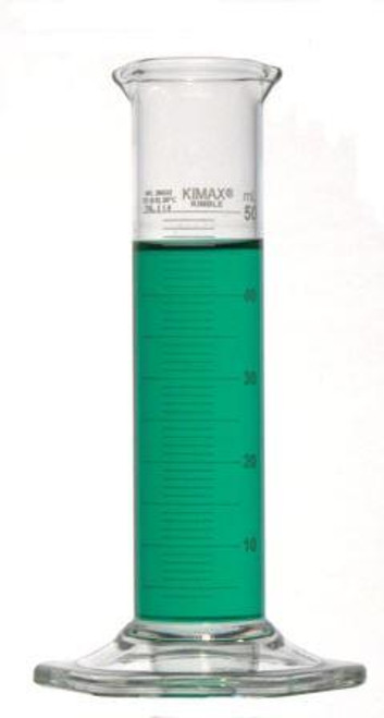 Kimble 20032-50 KIMAX Class B Low Form 50mL Graduated Cylinders with Single Metric Scale, Calibrated "To Deliver"