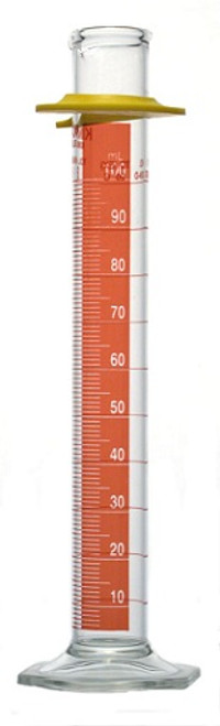 Kimble 20024D-2000 KIMAX 2000mL Class B Glass "To Deliver" Graduated Cylinders with Single Metric Scale and Red Stripe