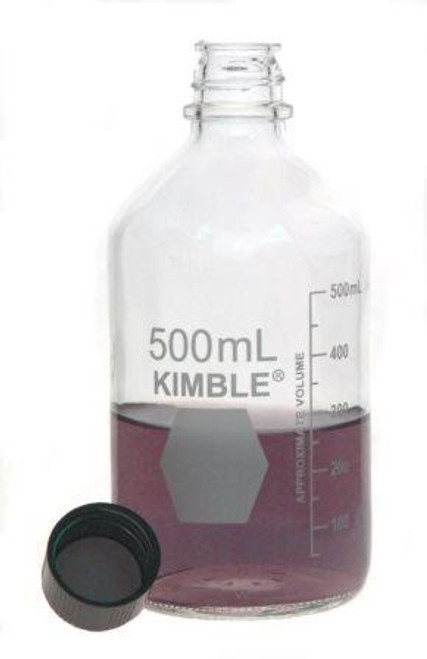 Kimble 61110T-250 KIMAX 250mL Graduated Storage Media Bottles with Attached PTFE Faced Closures