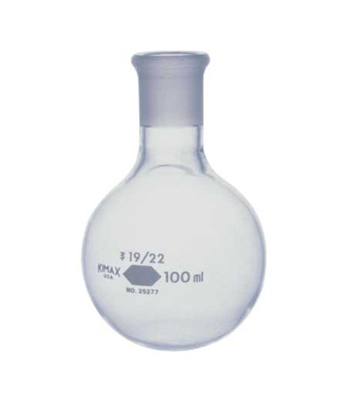 Kimble 25277-250 KIMAX 250mL Round Bottom Boiling Flask with Short Neck and Medium Length 19/22 Joint