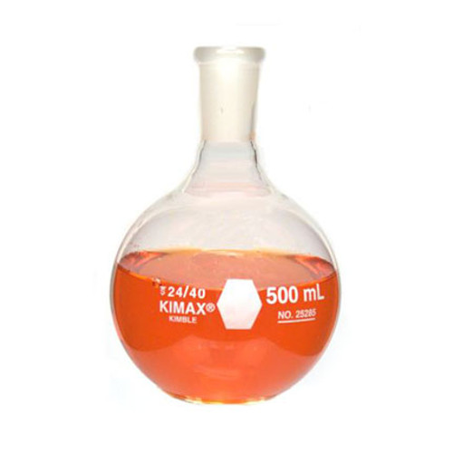 Kimble 25285-50 KIMAX 50mL Round Bottom Boiling Flask with Short Neck and Full Length 24/40 Joint