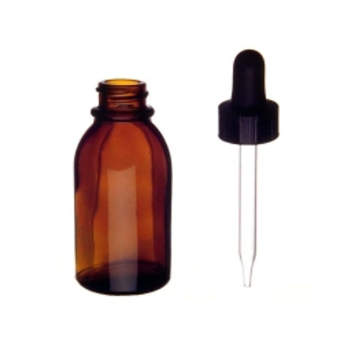 Kimble 15040G-60 Amber 60mL Glass Dropping Bottles with Glass Droppers