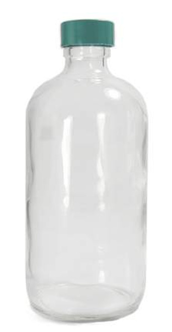 Qorpak GLC 01217 Type III Glass 32oz (960ml) Boston Round Bottle with Green Thermoset F217 and PTFE Lined Cap