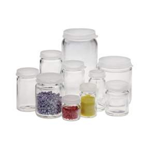 Wheaton 225546 Clear Glass 120mL Sample Bottles with Plastic Snap Caps