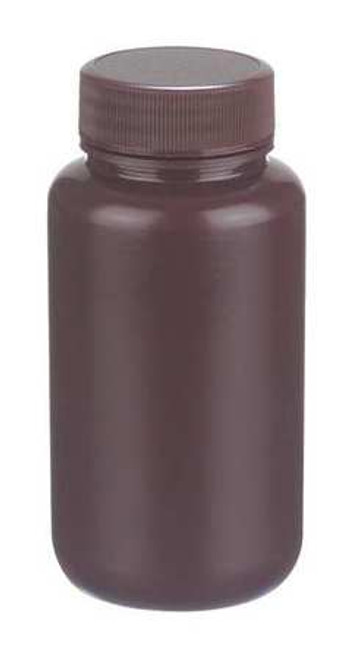 Wheaton 209628 Amber 250mL HDPE Wide Mouth Bottles, Leak Resistant - B6667-14