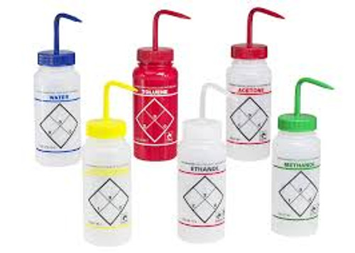 BEL-ART F11646-6250 Safety Labeled Dichloromethane Wide Mouth Wash Bottles, 500mL, LDPE