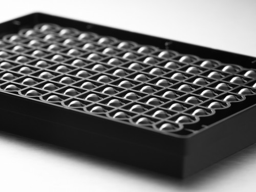 Corning® 4520 96-well Black/Clear Round Bottom Ultra-Low Attachment Surface Spheroid Microplate, Bulk Packed, with Lid, Sterile, 10/Bag - CGWP-4520