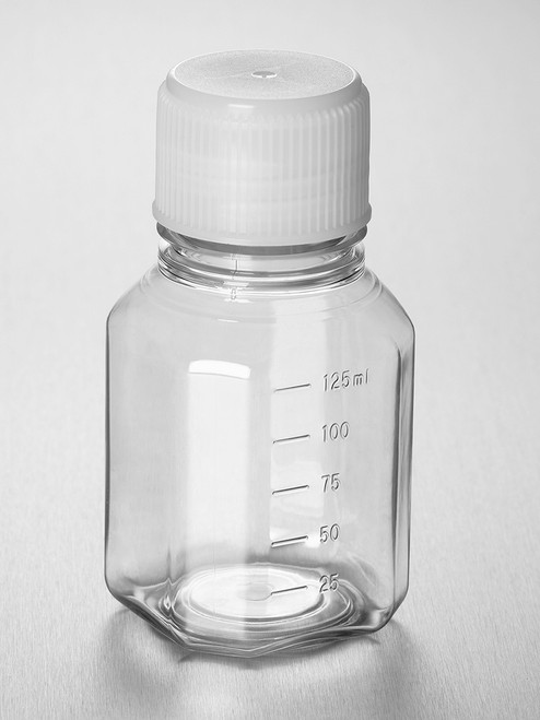 Corning 432331 PET Bottle, 125 mL, Graduated, Validated Against IATA Standards Screw Cap, Sterile, Pre-Assembled, 24/Tray - CGWP-432331