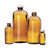 Wheaton W216846 16oz Amber Glass Boston Round Narrow Mouth Bottles with White PP Caps & PTFE/Foam Liners