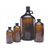 Wheaton 220936 Amber 32oz Glass Safety Coated Bottles with Foil Lined Caps