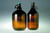 Qorpak GLC-02043 Amber Glass 128oz (3,840ml) Jug with Molded Finger Grip and 38-400 Green Thermoset with F217 and PTFE Lined Cap