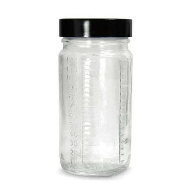 Clear Graduated Wide Mouth Jars, 8oz 58-400 Black Vinyl Lined Caps, case/24