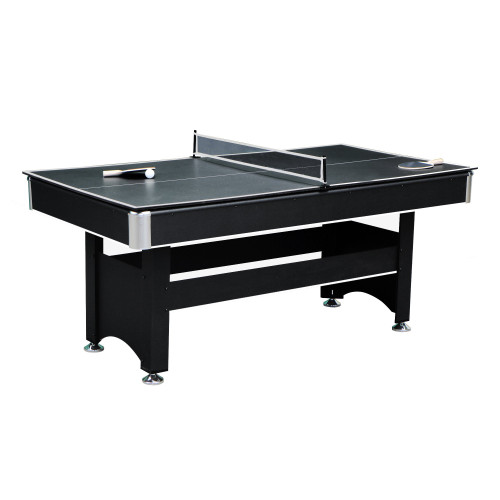 Spartan 6' Pool Table with Table Tennis Conversion Top in Black Finish