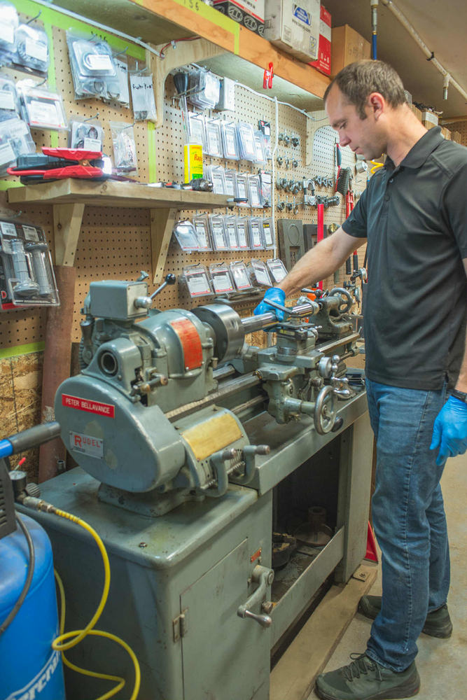 Chuck Harder at work in the shop