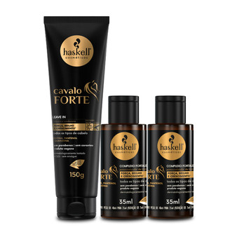 Kit Haskell Leave-in Strengthening Complex Cavalo Forte Complexo Fortalecedor Hair Care 3 Units
