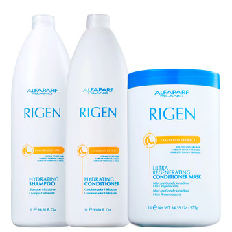 Alfaparf Rigen Hydrating Shampoo Conditioner Mask Professional Dry and Weak Hair Kit 3x1L/33.8 fl.oz