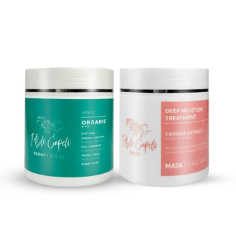 I Belli Capelli Venice Organic B-Tox and Cassava Extract Mask Kit Panthenol Keratin and Argan Oil 2x500g/2x17.6 oz