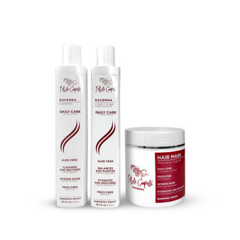 I Belli Capelli Ravenna Daily Care Kit – Shampoo and Conditioner 2x300ml + Hair Mask 500g I Belli Capelli Ravenna Daily Care Kit – Shampoo and Conditioner 2x300ml + Hair Mask 500g