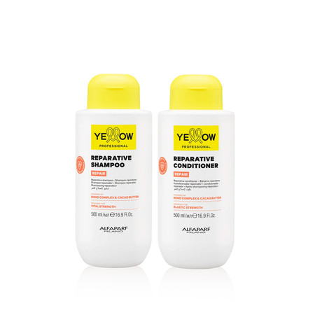 Kit Alfaparf Shampoo Conditioner Yellow Repair Almond Proteins Cacao Hair Care 2x500ml/2x16.9fl.oz