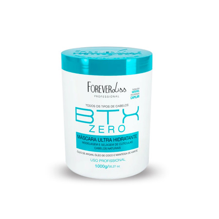 Forever Liss Btx Zero Ultra Moisturizing Mask Antivolume and Antifrizz Natural Hair 1Kg/33.8 oz.
