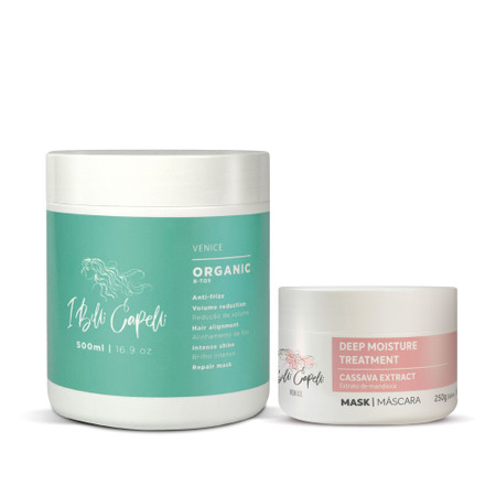 Kit Venice I Belli Capelli Organic B-Tox 500g/17.6 oz and Cassava Mask Mandioca 250g/8.8 oz