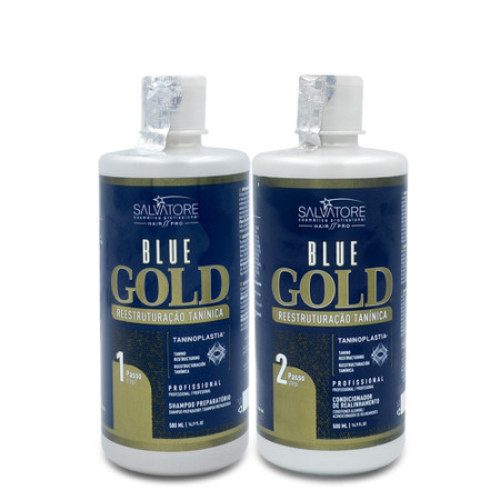 Salvatore Brush Kit Blue Gold Professional Straightening System Tannin Restructuring 2x500ml/2x16.9 fl.oz