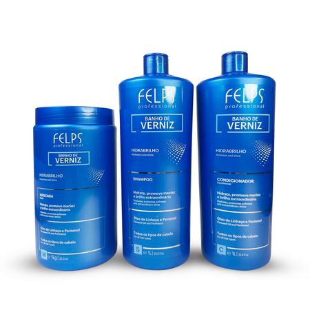 Kit Felps Shampoo Conditioner Mask Varnish Bath Complete Treatment Banho Verniz 3x1L/3x33.8fl.oz
