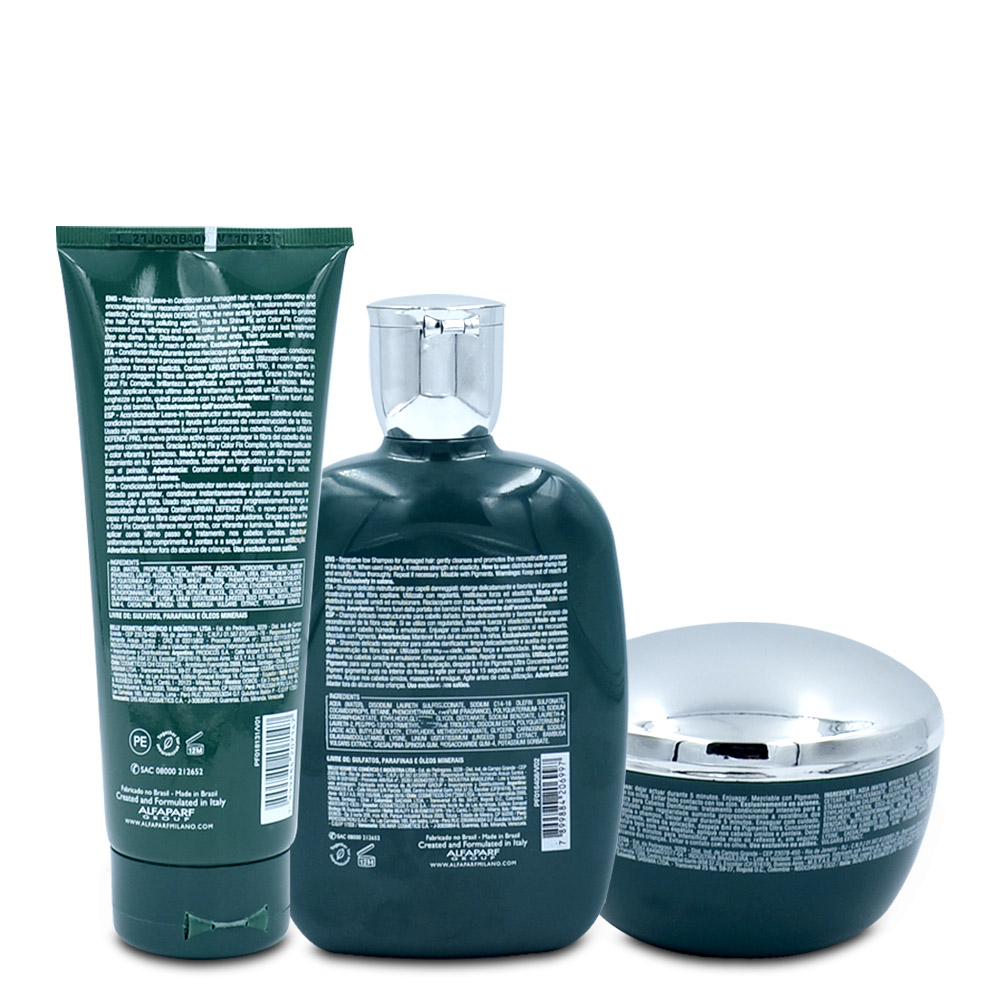 Kit Alfaparf Shampoo Mask Fluído Semi Di Lino Reconstruction Damaged Hair  Reparative Complete Hydration