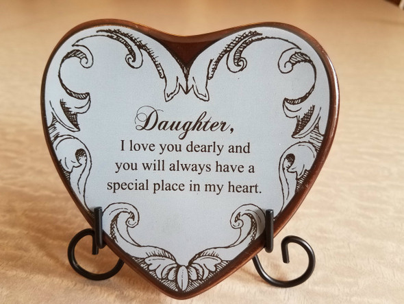 Heart shaped Daughter tabletop plaque with stand