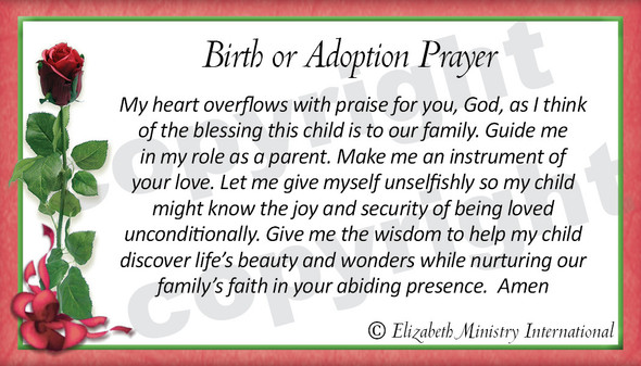 Mini Rosebud Prayer - Birth or Adoption Prayer ENGLISH (24/pk)