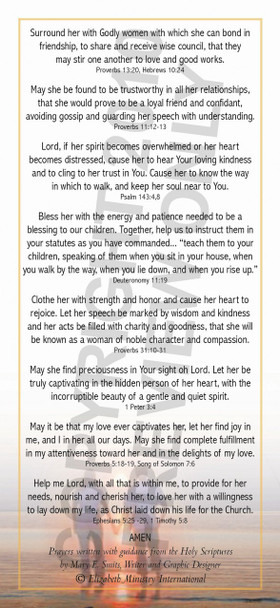 back side of prayer card